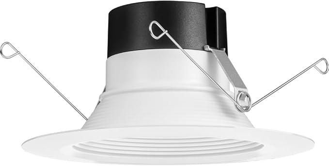 Juno E Series 5"/6" LED Ceiling Light, Baffle Trim Recessed Lighting with 5-in-1 Switchable White Color, 1200 Lumens for High Ceilings, Wet Rated LED Downlight, Dimmable, White, 6-Pack