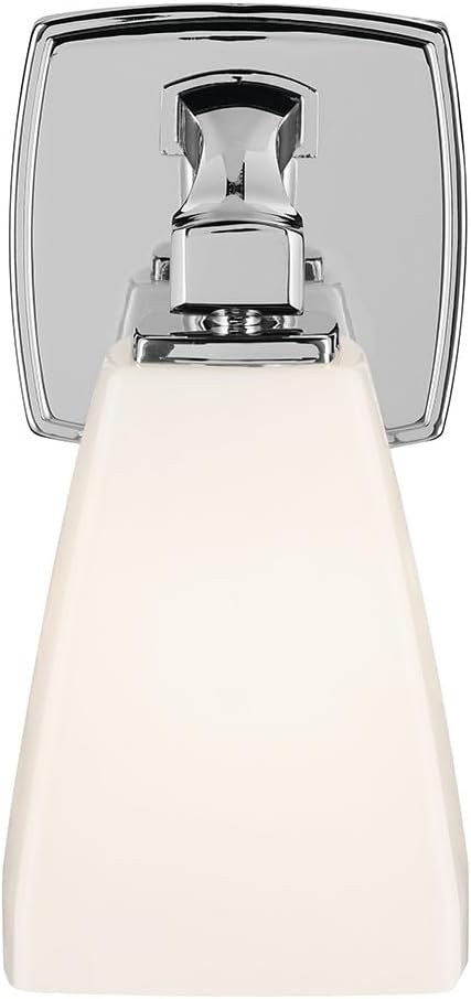 Kichler Marant 5" 1-Light Wall Sconce Bathroom Light Fixture with Opal Glass in Chrome for Powder Room, Hallway, Fireplace, Modern Vanity Lighting (5" W x 9.5" H), 55214CH