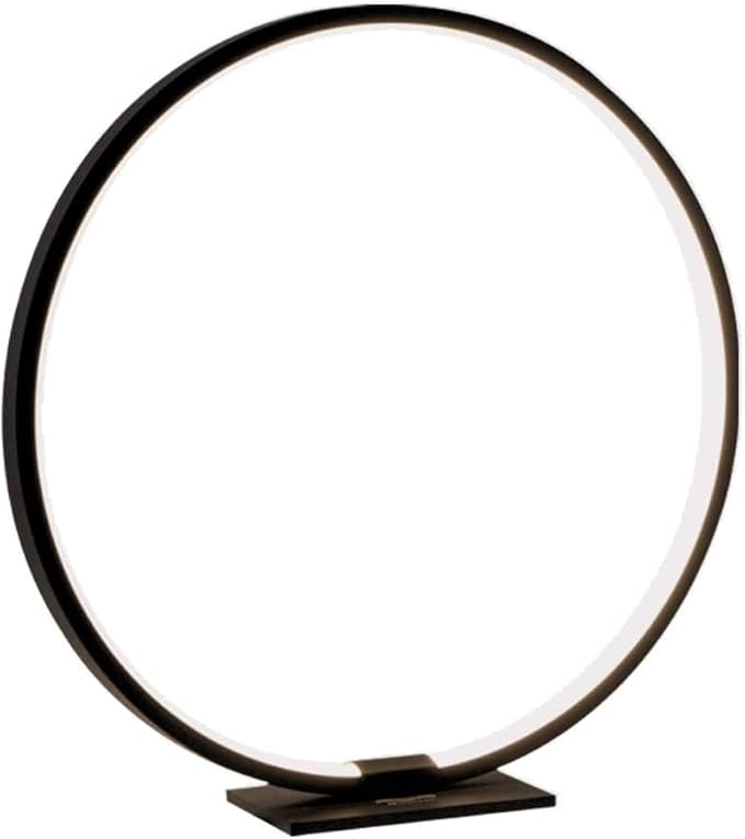 Modern Circle Table Lamp LED Warm Light Nightstand Lamp Black Bedroom Lamp with Dimmable Touch Control for Reading Bedroom and Office, 12W 3000K