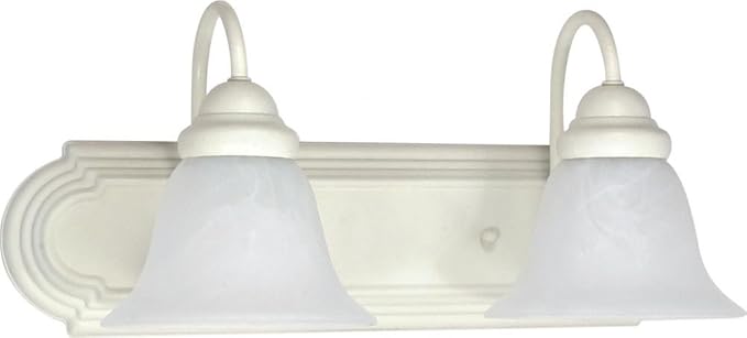 Nuvo 60/332 Two Wall-Vanity Light Fixture, 2, Textured White/Alabaster Glass