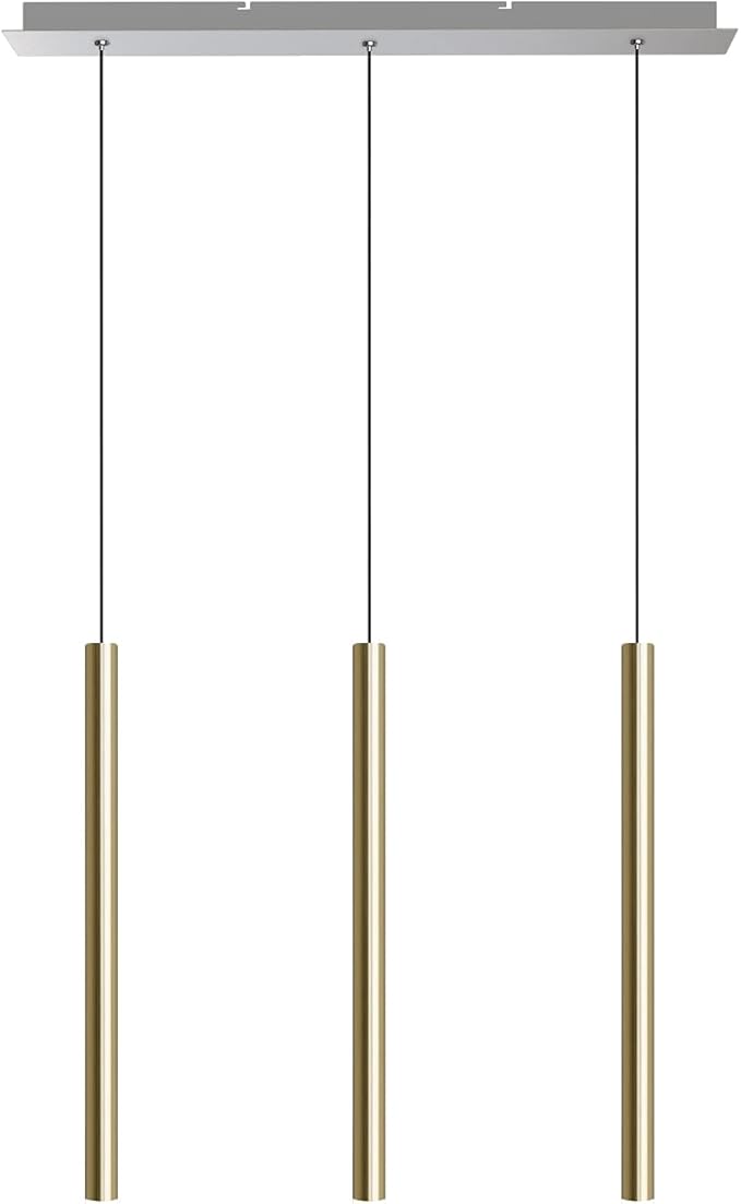 CANALIS 3 Mini Pendant Lighting Brass - LED Hanging Light Fixture for Kitchen Island, Bar, Foyer - Cluster Pendants - Dimmable, Adjustable Wire, Lamp Bulb Included