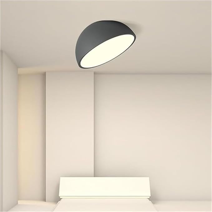 KISAD Modern and Minimalism Semi-Circular Ceiling Lights Iron Body Semi Flush Mount Ceiling Lamp Available in Black and White Three-Color Mode Ceiling Light Fixture for Bedroom(Black,20CM/7.87IN)