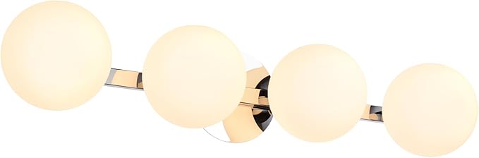 Chrome Globe Bathroom Vanity Light Fixtures, Modern 4 Lights Wall Lighting, Porch Wall Mount Light Fixture for Bathroom, Over Mirror Cabinets Hallway Stairs