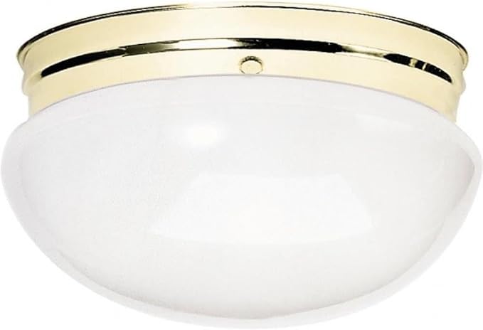 NUVO SF77/986 Two Light Mushroom Flush Mount, Polished Brass/White Glass