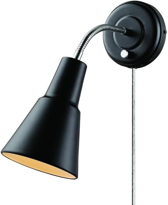 Globe Electric 65312 Ramezay Gooseneck Sconce, Matte Black, Bulb Not Included