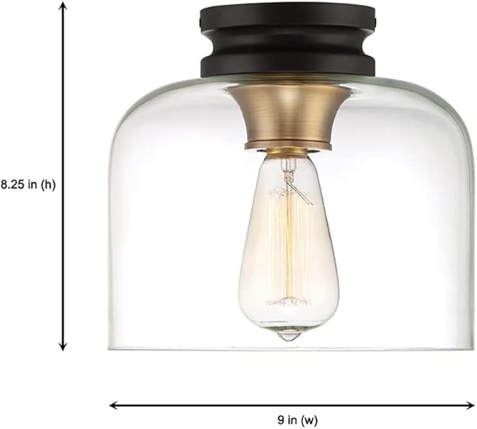DESIGNERS FOUNTAIN 1261-VB Ezra 1-Light Flush Mount Ceiling Light, Vintage Bronze, 9in W