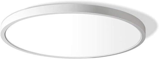 LightingWill 12 Inch LED Flush Mount Ceiling Light Fixture, 2800K Warm White, 3200LM, 24W, Flat Modern Round Lighting Fixture, 240W Equivalent White Ceiling Lamp for Kitchens, Bedrooms.etc.