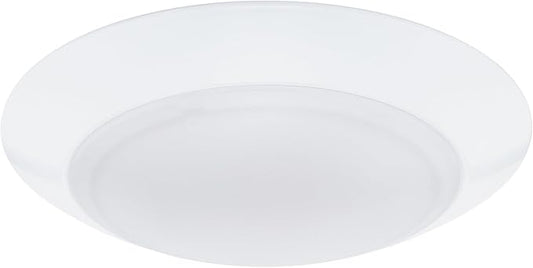 WAC Lighting Disc 6in LED Round Flush Mount with Recessed Retrofit Kit 5-CCT Selectable 2700K-3000K-3500K-4000K-5000K 15W 950 Lumens in White