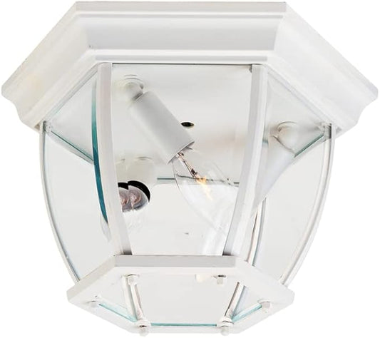 Maxim Lighting 3-Light Ceiling Light | White Finish | Clear Glass Shade | Early American Ceiling Light Fixture | 1029WT
