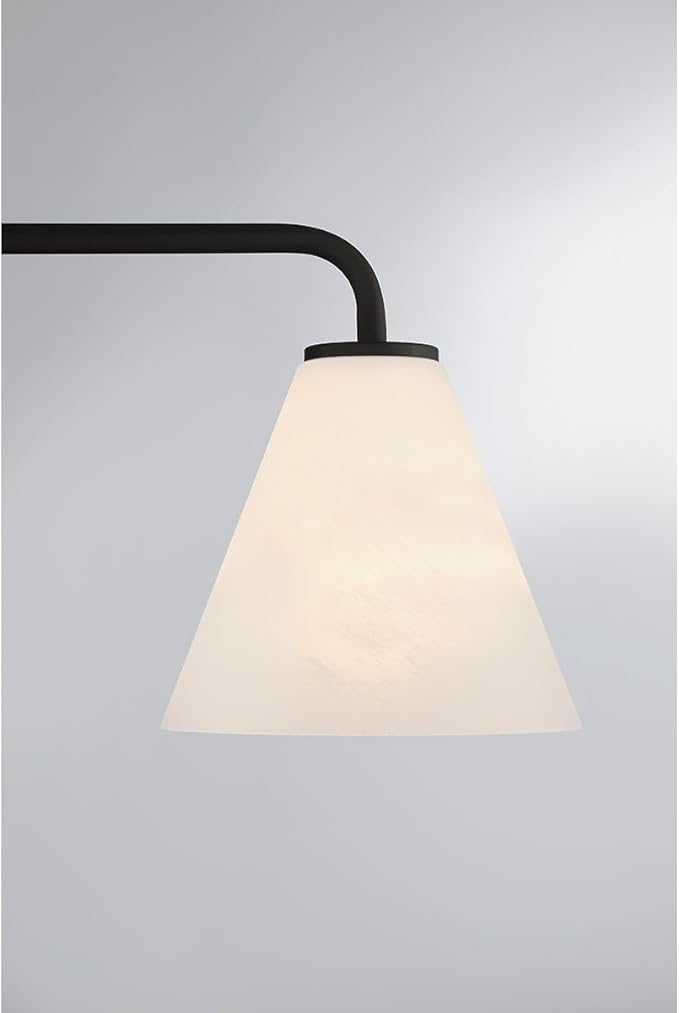 Savoy House 8-2988-3-BK Blair Traditional Vintage White Strie Glass Bathroom Vanity Wall Light, 3-Light 180 Total Watts, 8" H x 26" W, Matte Black