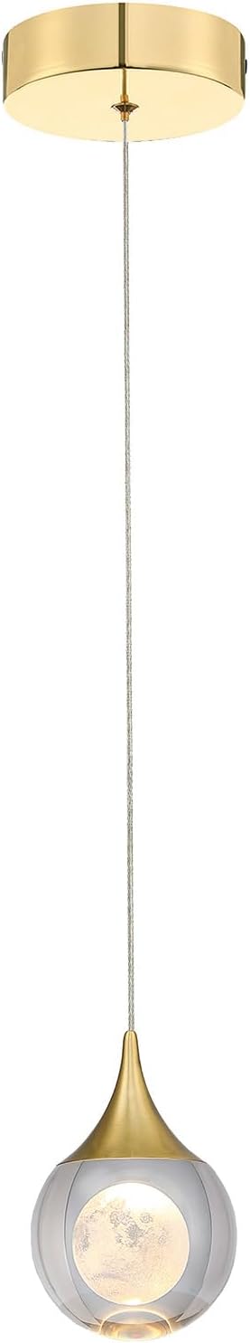 JoollySun Modern Crystal Pendant Light: Mini Gold Hanging Light Fixture for Kitchen Island Bathroom