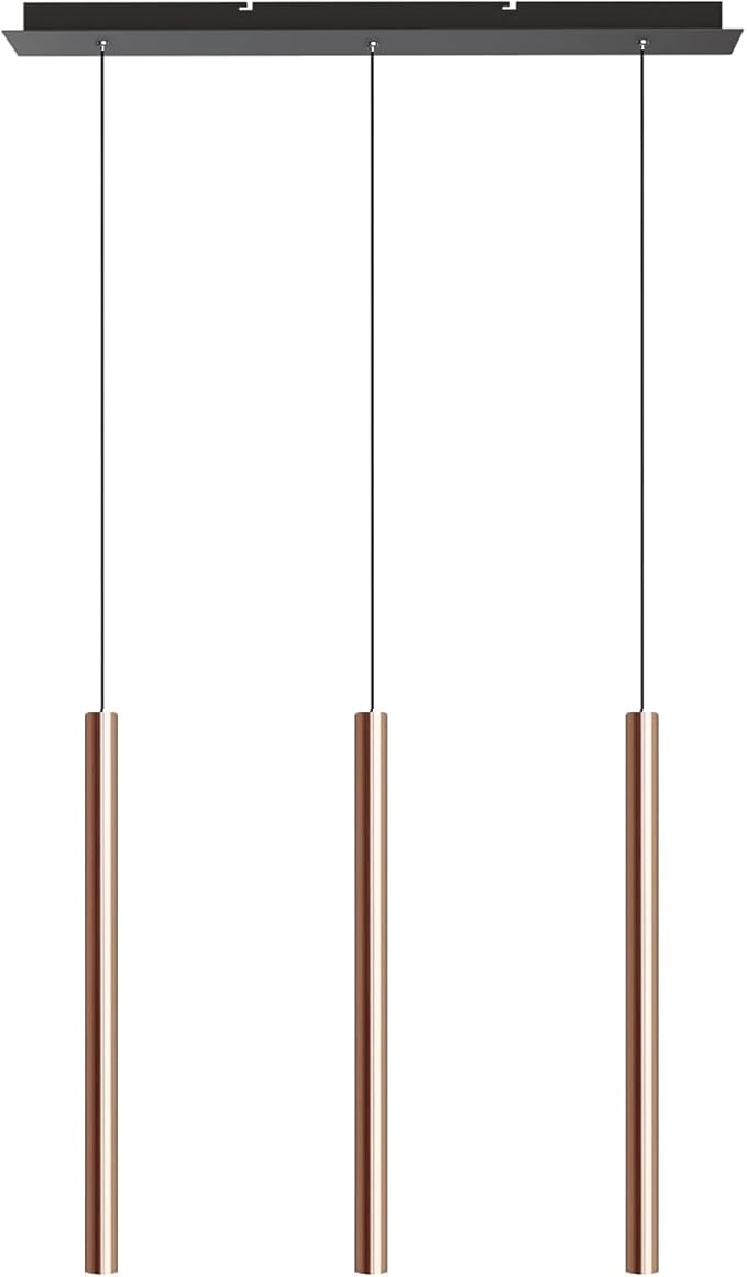 CANALIS 3 Mini Pendant Lighting Copper - LED Hanging Light Fixture for Kitchen Island, Bar, Foyer - Cluster Pendants - Dimmable, Adjustable Wire, Lamp Bulb Included