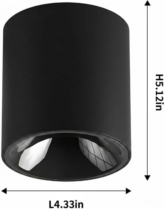 24W LED Dimmable Black Ceiling Spot Light 4.92'' Aluminum CRI90 3000KCylinder Spotlight Indoor Modern Minimalist Focus Black Ceiling Down Light Fixture for Living Room Hallway Foyer 6 Pack