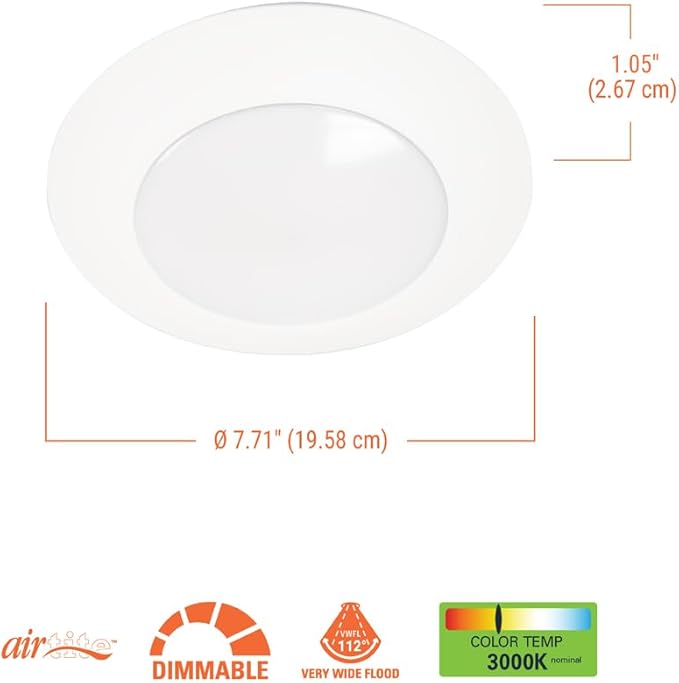 HALO HLCE 18-Pack 6 inch Integrated LED Recessed Disk Light 3000K, 900 Lumens, 90 CRI, Phase Cut Dimming, Ceiling Mount Garage Lighting for Basement Gym Kitchen Damp Location