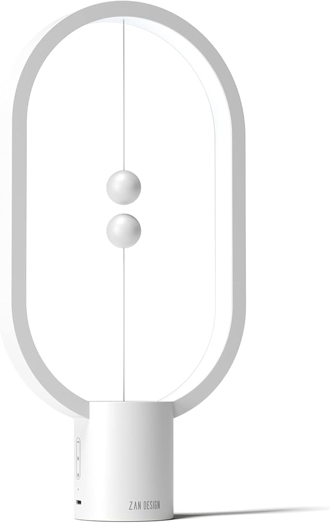 Heng Balance Light, USB Powered LED Table lamp, Creative, Magnetic Switch Night Light, dimmable Eye Protection Table lamp, Used for Gifts, Decoration Bedside, Dormitory and Office(White)
