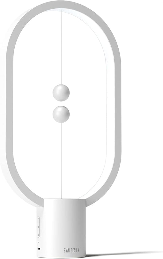 Heng Balance Light, USB Powered LED Table lamp, Creative, Magnetic Switch Night Light, dimmable Eye Protection Table lamp, Used for Gifts, Decoration Bedside, Dormitory and Office(White)