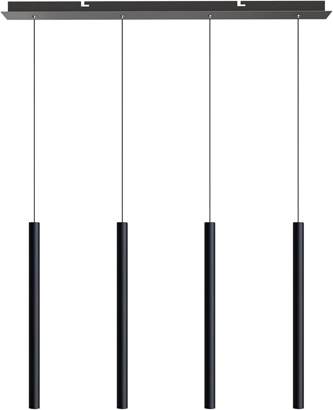 CANALIS 4 Mini Pendant Lighting Black - LED Hanging Light Fixture for Kitchen Island, Bar, Foyer - Cluster Pendants - Dimmable, Adjustable Wire, Lamp Bulb Included