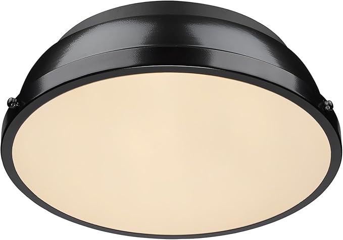 Golden Lighting 3602-14 BLK-BK Duncan Flush Mount, Matte Black with Black Shade- Flush Mount Ceiling Light, Ceiling Light Fixture, Flush Mount Light Fixture, Lights