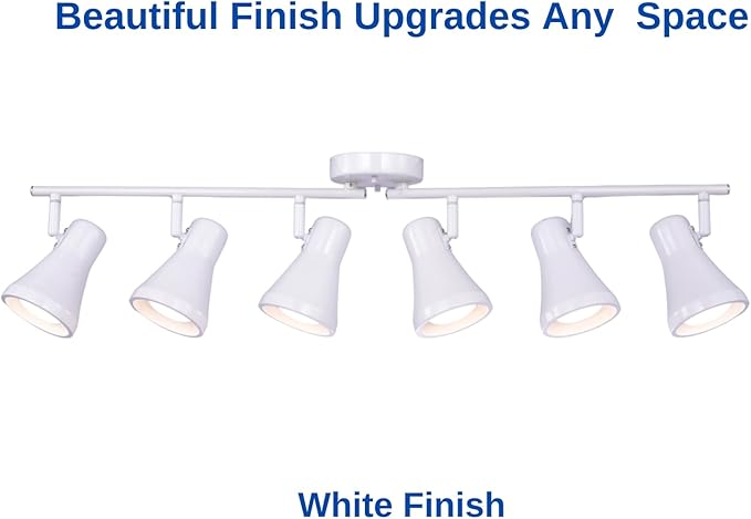 Foldable Track Lighting Fixtures, 6 Way Pivot Shade Ceiling LED Lights,Modern White Rotatable Bar Spotlight for Kitchen Island Hallway Dining Living Room Bedroom,E26 R20 Bulb Not Included