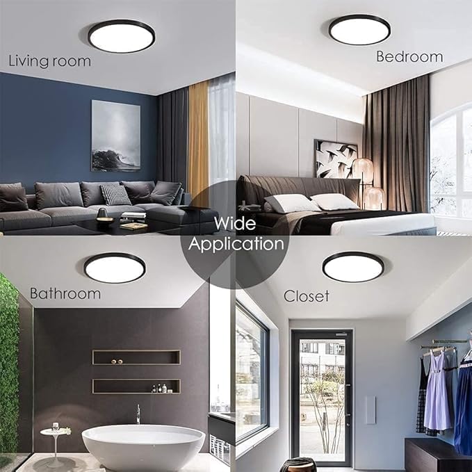 16Pack 12Inch 3200LM LED Flush Mount Ceiling Light,28W White 6000K,120V Slim Surface Mount Ceiling Light Fixture for Kitchen Bedroom Living Room