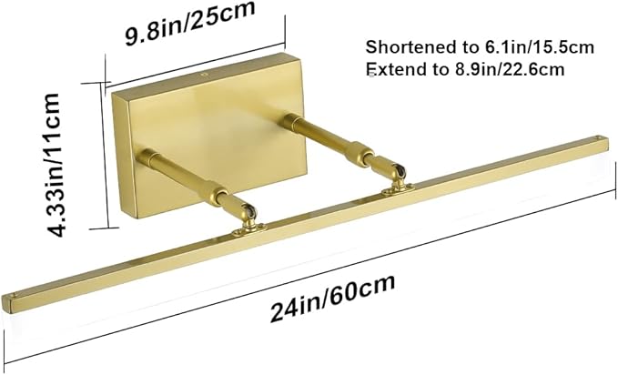 Aipsun Bathroom Vanity Light Brushed Gold Modern LED Vanity Lighting Over Mirror 24inch Adjustable Gold Wall Light for Bathroom (Cool White 5500K)