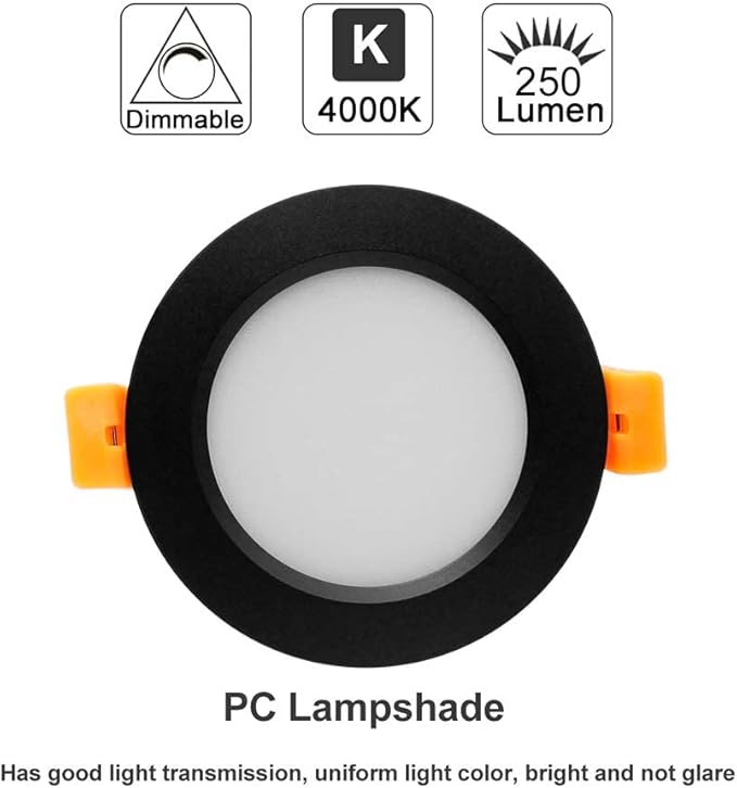 YGS-Tech 2 Inch LED Recessed Lighting, Dimmable Downlight 3W(35W Halogen Equivalent), CRI80, 4000K Natural White Ceiling Light with LED Driver(1 Pack)