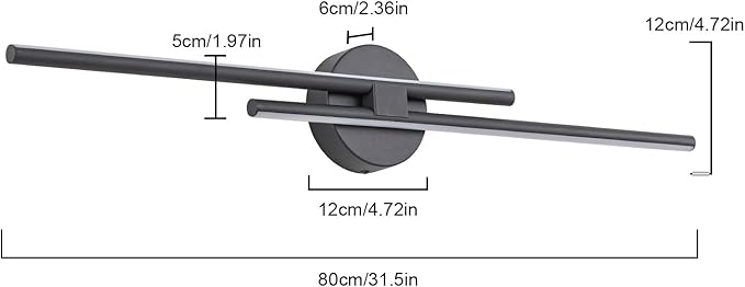 EDISLIVE Dimmable Modern LED Vanity Light Fixtures Bathroom Vanity Wall Lighting, 31.5 in Mirror Vanity Lighting Fixtures for Bathroom Bedroom Makeup Living Room, Black
