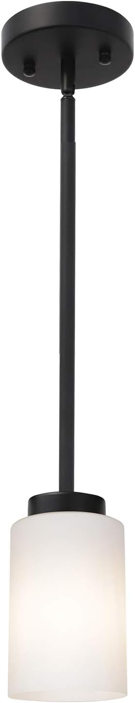 TODOLUZ Black Pendant Light Fixture with Opal White Glass, Farmhouse Mini Chandelier for Kitchen Island Hallway