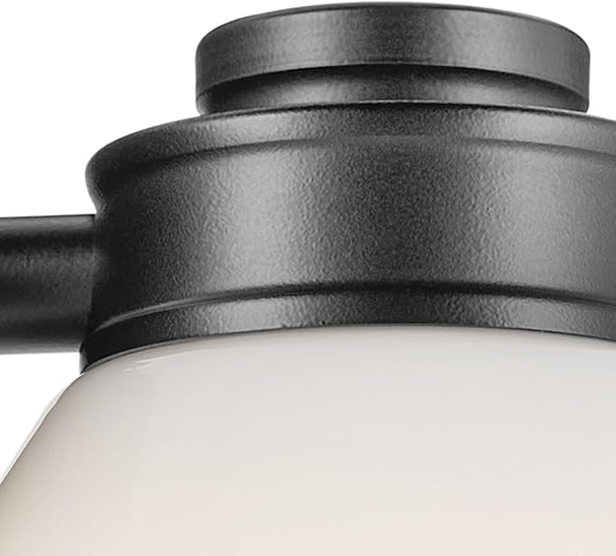 Kichler Shae 5" 1-Light Wall Sconce Modern Bathroom Vanity Light Fixture with White Opal Glass in Black for Mirror, Hallway, Fireplace (8.25" H x 5" W), 55200BK