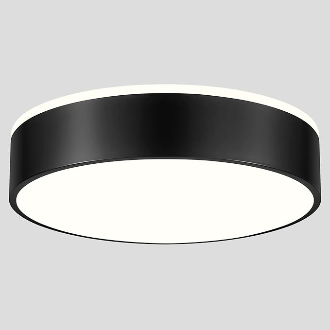 Black Flush Mount Ceiling Lights, Modern Dimmable 5CCT Close to Lighting Fixture, 2700K-6000K LED Round Ceiling Lamp for Bedroom, Bathroom, Dining Room, Living Room-15.8in