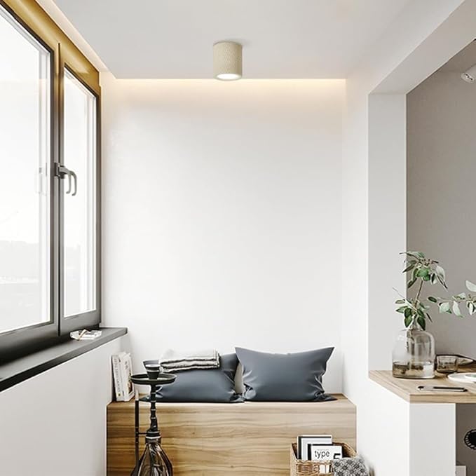 Close To Ceiling Lights Nordic Resin Ceiling Light Mini Flush Mount Ceiling Lamp Cream Style Hallway Lighting Fixture Minimalist Ceiling Downlight for Living Room Bedroom Restaurant(Natural color)