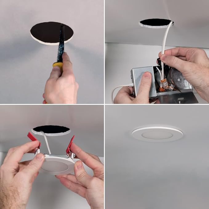 HALO HLB 3 Inch Canless LED Recessed Downlight, 500 Lumens, 5CCT Selectable 2700K-5000K, IC/Airtight, Wet Rated, White Trim 6- Pack HLB3059FS1EMWR-6PK