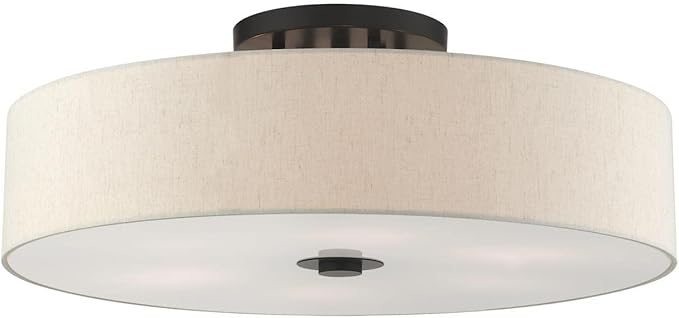 Livex Lighting Meridian - 6 Light Semi-Flush Mount in Modern Style - 30 Inches Wide by 11.25 Inches high-English Bronze Finish