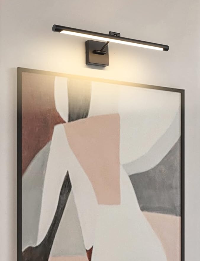Joosenhouse LED Picture Light Modern Black Art Display Light Artwork Display Light for Paintings 14W (70W Eqv) Hardwired Connection 3000K 24.4 inches