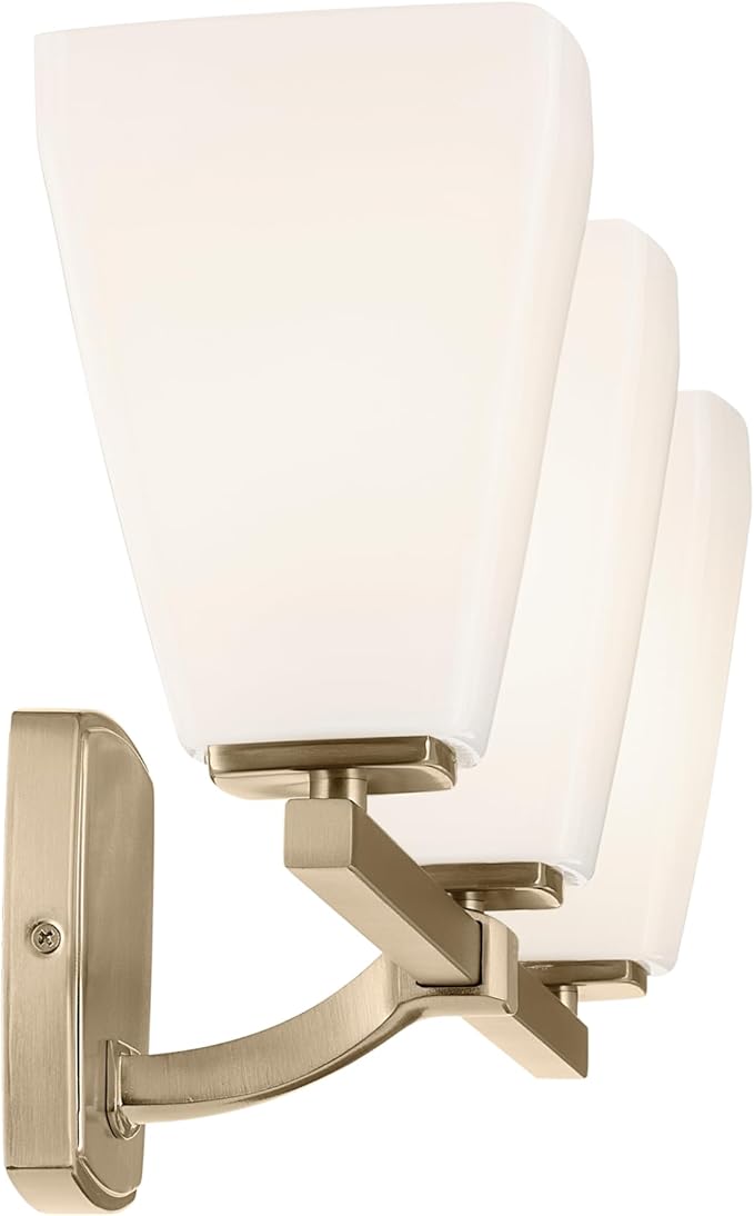 Kichler Marant 21.25" 3-Light Bathroom Vanity Light Fixture with Opal Glass in Champagne Bronze for Over Mirror, Modern Wall Mount (21.25" W x 9.5" H), 55216CPZ