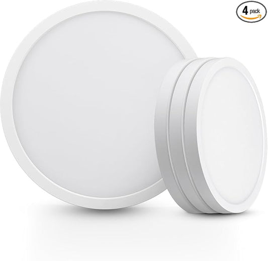 ECOELER 9“ Flush Mount Ceiling Light with 5CCT Selectable (2700K,3000K,4000K,5000K,6000K), 24W 1800Lm Dimmable Flat Ceiling Light Surface Mount for Kitchen, Hallway, Bedroom, 4Pack