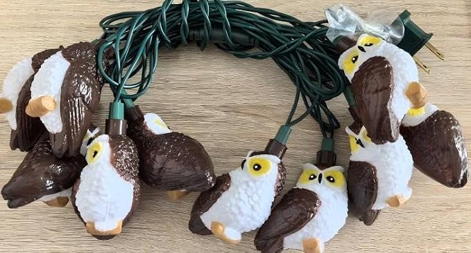 10-Light LED Warm White Light owl Light String