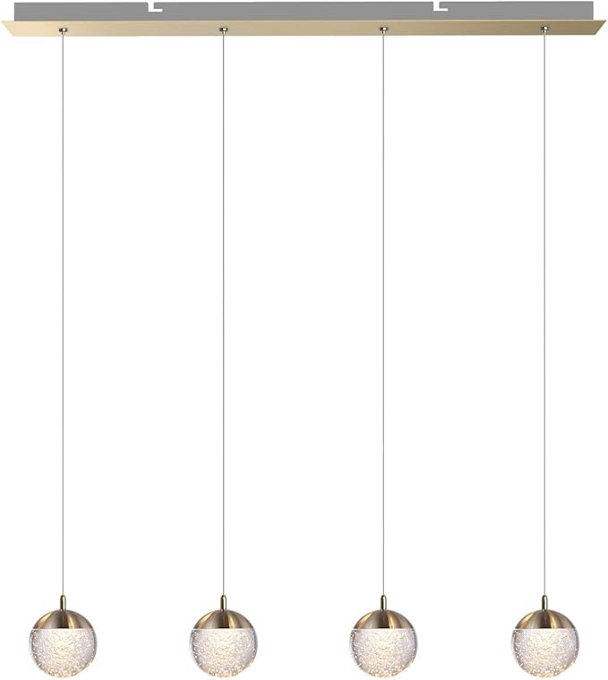 contec development Galaxy 4 Mini Pendant Crystall Ball Lighting Brass - LED Hanging Light Fixture: Kitchen Island, Bar, Foyer - Cluster Pendants - Dimmable, Adjustable Wire, Lamp Bulb Included