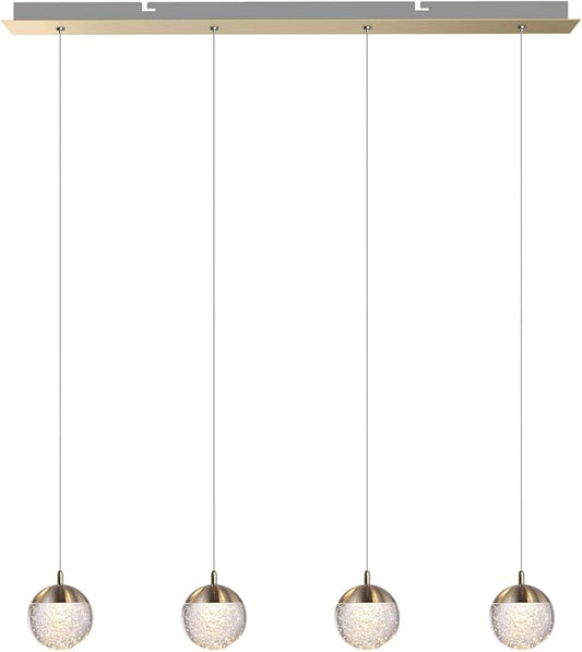 contec development Galaxy 4 Mini Pendant Crystall Ball Lighting Brass - LED Hanging Light Fixture: Kitchen Island, Bar, Foyer - Cluster Pendants - Dimmable, Adjustable Wire, Lamp Bulb Included