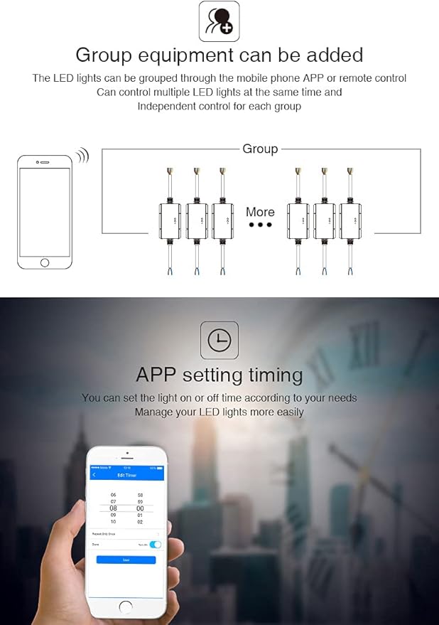 LGIDTECH WL5-WP Miboxer LED Strip Light 5 in 1 Controller for 5050 3528,IP67 Waterproof,Smartphone APP Control Without Extra Hub.Amazon Alexa Google Home Assistant Voice Control,DC12-36V,240W-720W