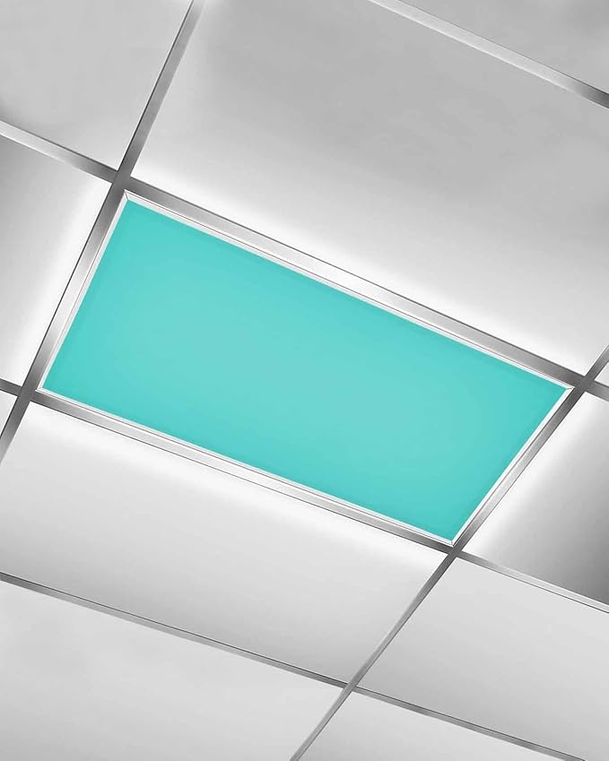 Magnetic Light Cover for Classroom Drop Ceiling,1 Pack 4x2 Ft Fluorescent Light Covers for Office Home Ceiling Light Aqua Green Solid Color Lampshade