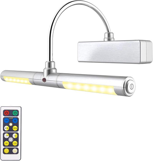 LUXSWAY Battery Powered Picture Light,Wireless Painting Lights with Remote,3 Modes Brightness Art Display Lights,8.9 Inch Rotatable Lighting Head and Timer Off for Painting Frame Portrait Art-Small