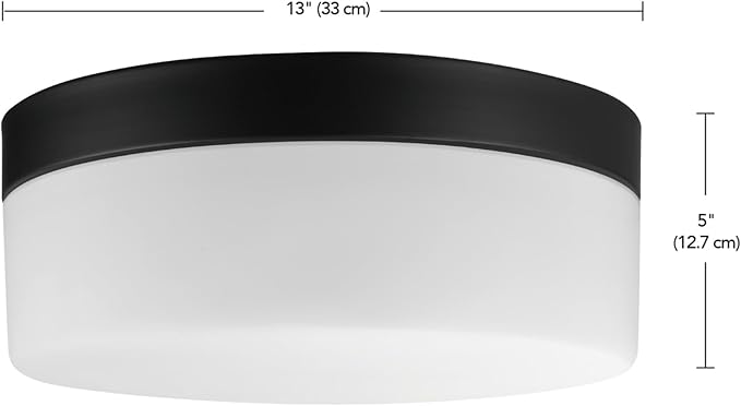 Globe Electric 44658 Mark LED Integrated Outdoor Flush Mount Ceiling Light, Black, Frosted Glass Shade, 2000 Lumen