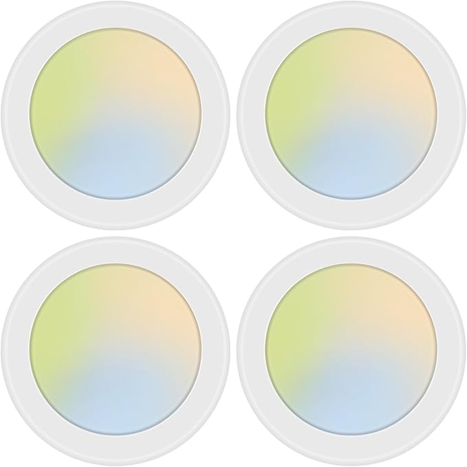 4 Pack 5CCT 6 Inch LED Disk Light, Dimmable Flush Mount Ceiling Lights, 2700K/3000K/3500K/4000K/5000K Selectable, 15W 1100LM, CRI 90, Low Profile Surface Mount Ceiling Disc Light, Wet Rated & ETL