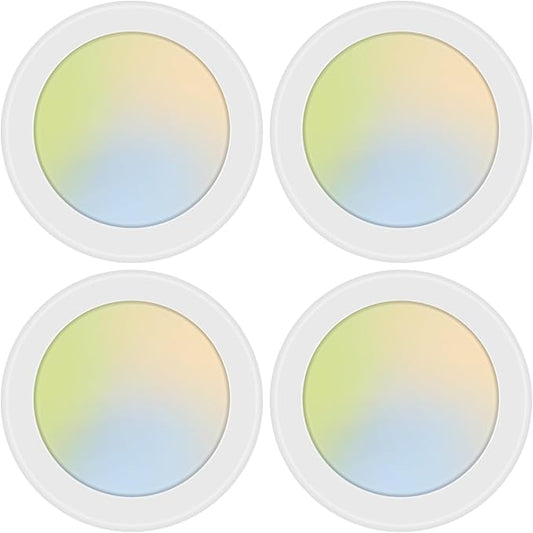 4 Pack 5CCT 6 Inch LED Disk Light, Dimmable Flush Mount Ceiling Lights, 2700K/3000K/3500K/4000K/5000K Selectable, 15W 1100LM, CRI 90, Low Profile Surface Mount Ceiling Disc Light, Wet Rated & ETL