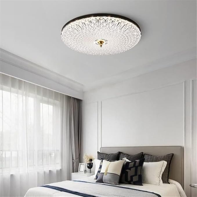 Close To Ceiling Lights Nordic Acrylic Decoration Ceiling Lights Minimalist Round Ultra-thin Ceiling Lamp All Copper LED Dimmable Ceiling Light for Bedroom Porch Living Room(Black,40cm/15.7inch)
