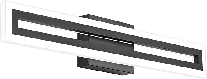 SOLFART 24 Inch Vanity Lights Bathroom Lights Over Mirror Bathroom Light Fixtures Black Led Modern Light Fixture 6000K