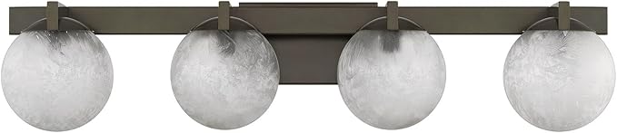 Savoy House 8-1017-4-15 Darien Contemporary Ice Glass Bathroom Vanity Wall Light, 4-Light 240 Total Watts, 7" H x 33" W, Mediterranean Bronze
