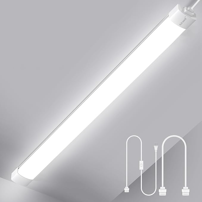 Led Garage Light 5FT Shop Lighting Fixture with Plug in Cord,Waterproof LED Lights 5000K Under Cabinet Lighting Tube Lights 45W for Kitchen Bathroom Workbench