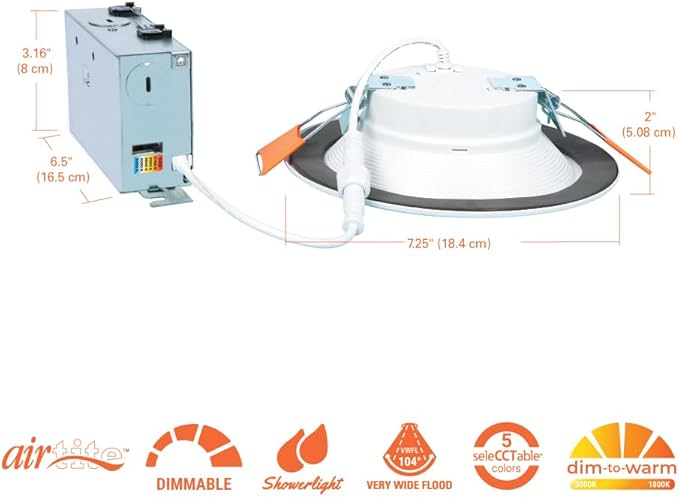 HALO RL 6 in Indoor/Outdoor Canless LED Recessed Ceiling Light with Selectable Color Temperature 600 Lumens Wet Location Dimmable IC-Rated Downlight - RL6069FSD2W1EWHDM